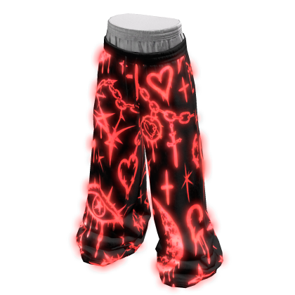Glowing Emissive Red Graffiti Core Sweatpants