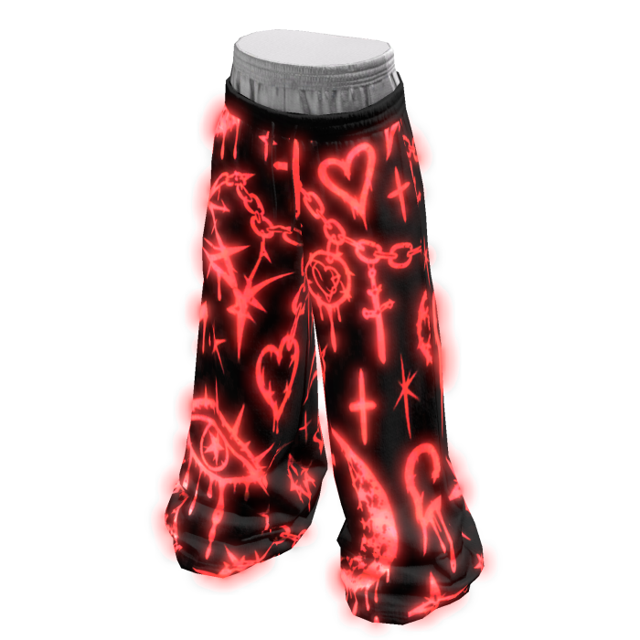 Glowing Emissive Red Graffiti Core Sweatpants