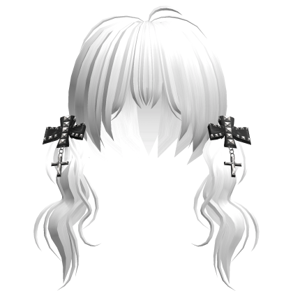 White Vkei Girl Twin Tails w Studded Bows