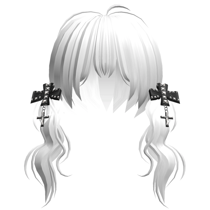 White Vkei Girl Twin Tails w Studded Bows
