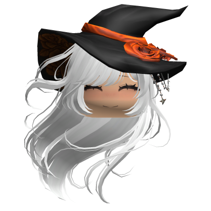 Halloween Witchy White Hair w/ Cute Smiling Blush Roblox item