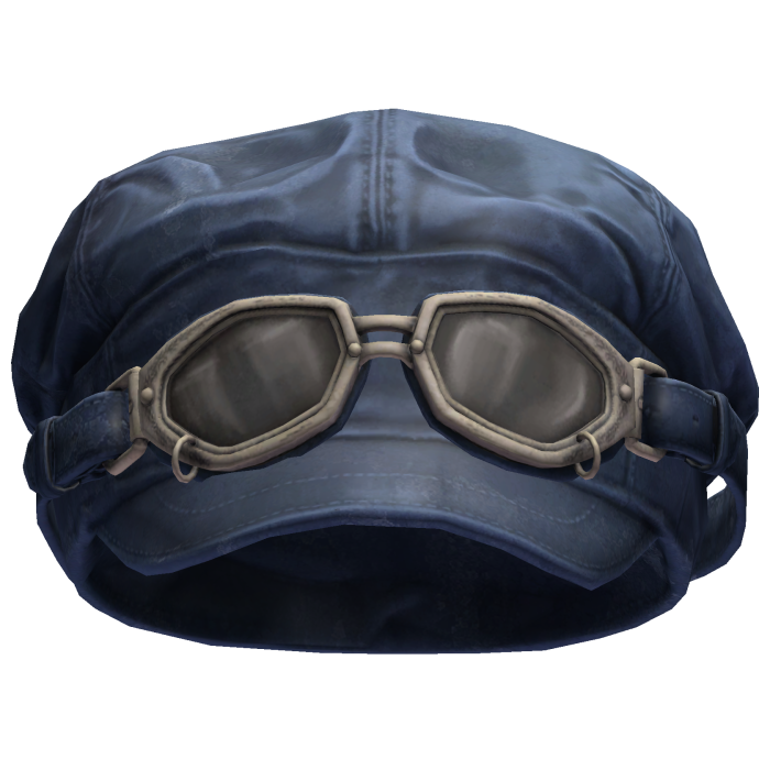 Navy Leather Aviator Hat with Goggles