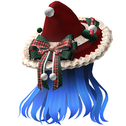 Beautiful Christmas hat hairstyle (Blue) Roblox item