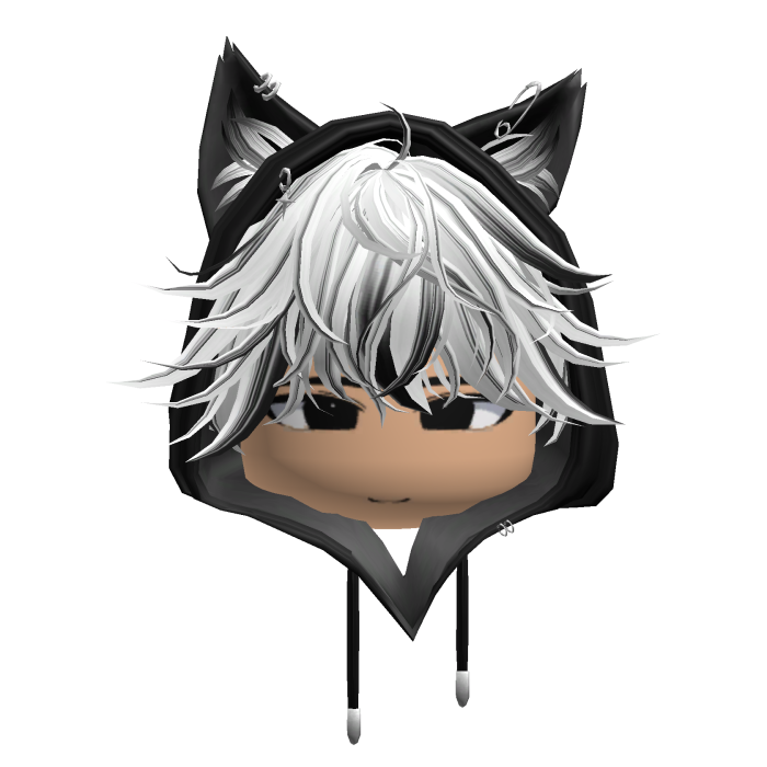 Messy Cat Boy Hoodie with White Hair