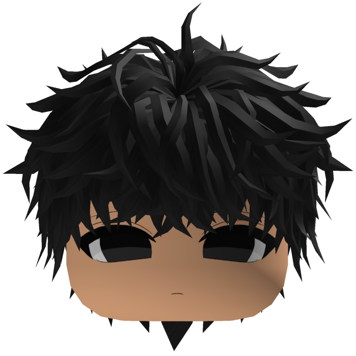 Black Messy Anime Hair w/ Face