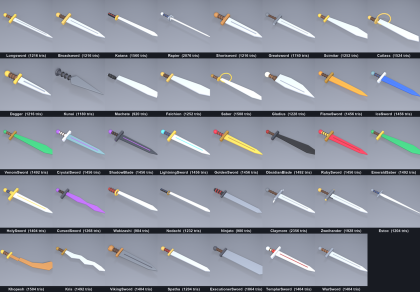 Low Poly Sword Pack Katana Medieval Fantasy preview 5