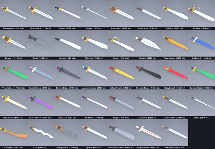 Low Poly Sword Pack Katana Medieval Fantasy preview 5