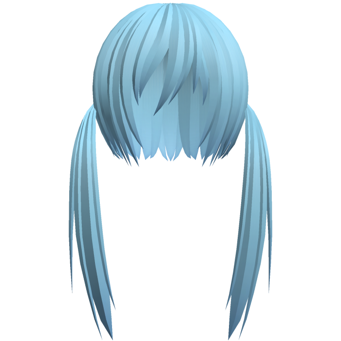 blue razor cut low pigtails