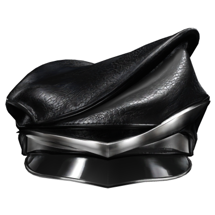 Black & Silver Leather Officer Hat