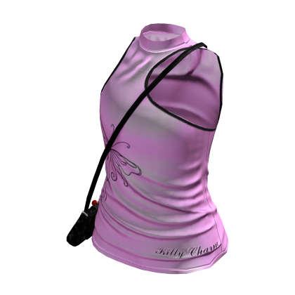 Y2K Asymmetric Top W/ Purse(Pink)