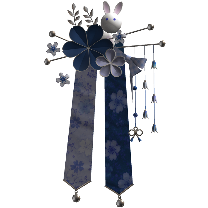 Blue & Silver Sakura Japanese Flower Hairclip
