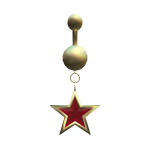 Gold Star Belly Button Piercing w/Red Gem (3.0)