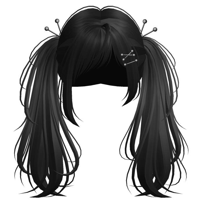 Black Y2K Emo Punk Pigtails w/ Pins