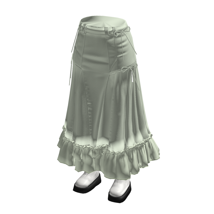 Ruched Maxi Skirt with Ruffle Hem (Sage)