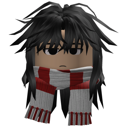 Wolfcut Hair w/ Striped Scarf (Black)