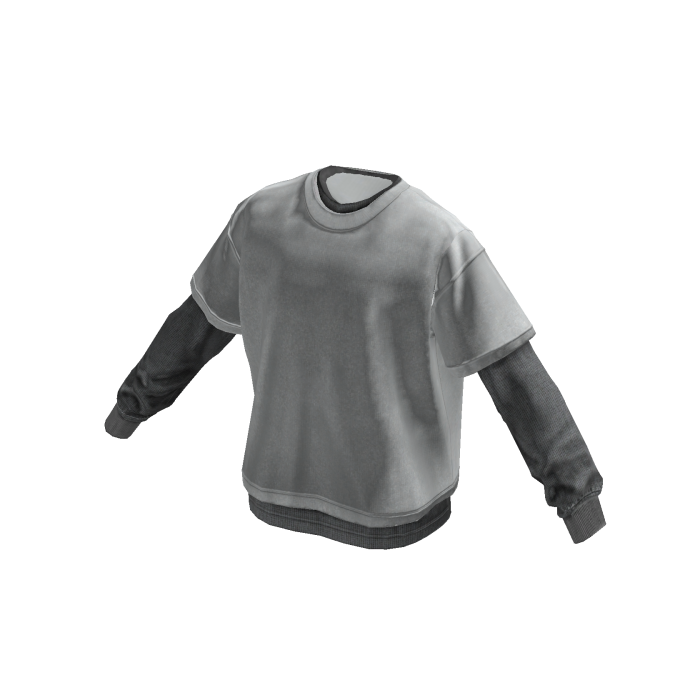 Streetwear Layered T-Shirt (Light Gray)