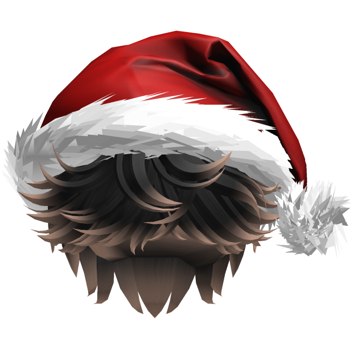 Messy Fluffy black and Brown Hair a Santa Hat Y2k