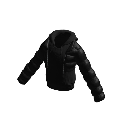 Black Leather puffer crop jacket and inner hoody