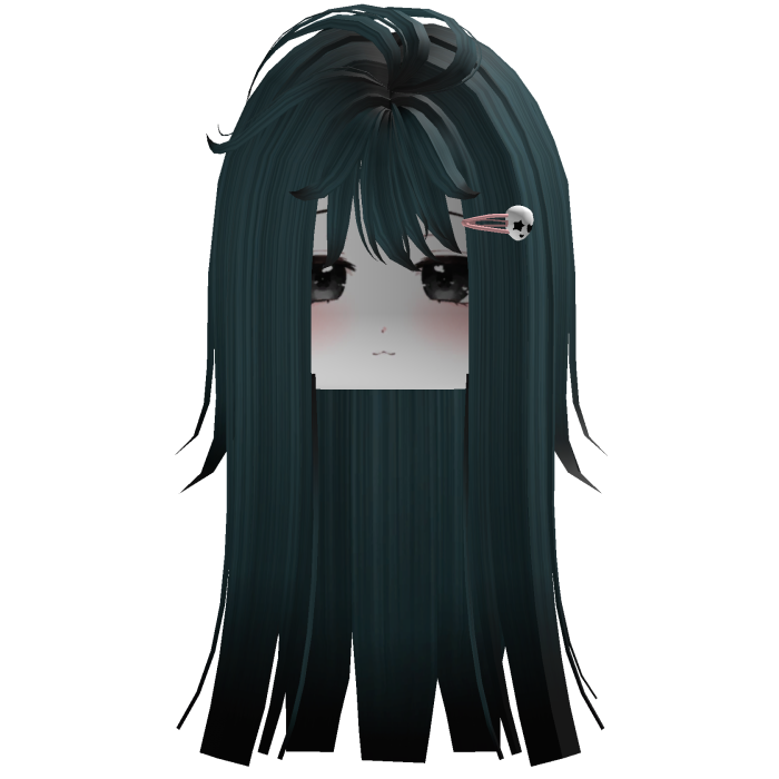 Dark Cyan Cute Girl Hair With Face