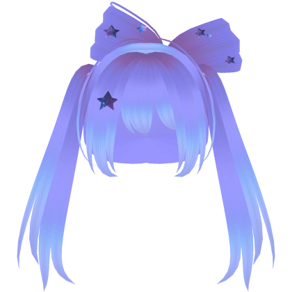 ୨୧ : neon anime starry pigtails in purple Roblox item