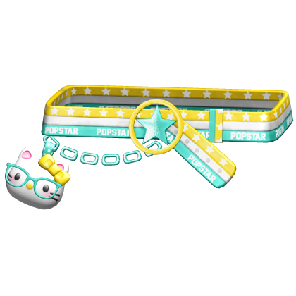 Amekaji Gyaru Harajuku Kitty Belt Yellow Teal 1.0