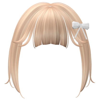 Cutesy Blonde Fairy Bangs with White Bow Roblox item