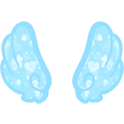♡ Cute Upward Glowing Angel Wings in Blue Hearts