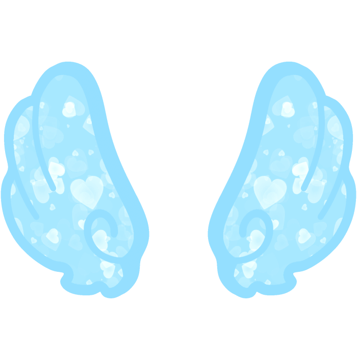 ♡ Cute Upward Glowing Angel Wings in Blue Hearts