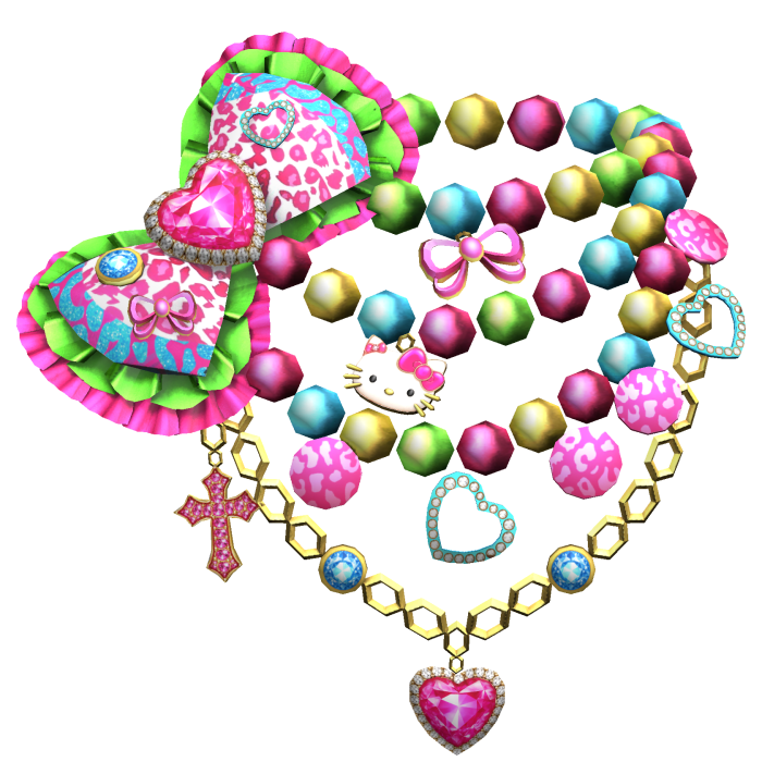 Harajuku Gyaru Bow Charm Necklace Cyan Pink Green