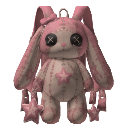 Y2K Pink Stitched Bunny Plush Backpack Roblox item