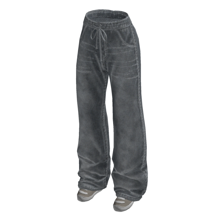 Drawstring Baggy Jeans w/ Sneakers (Light Blue)