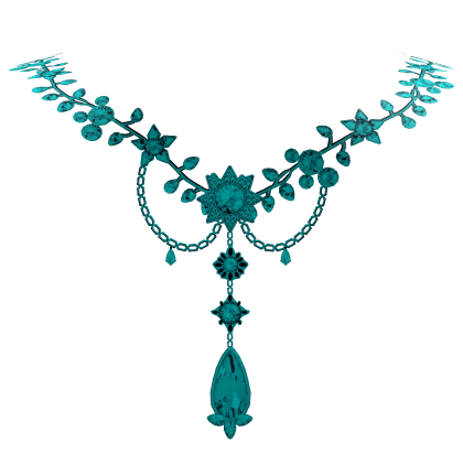 Turquoise Blue Royal Floral Gem Necklace Roblox item