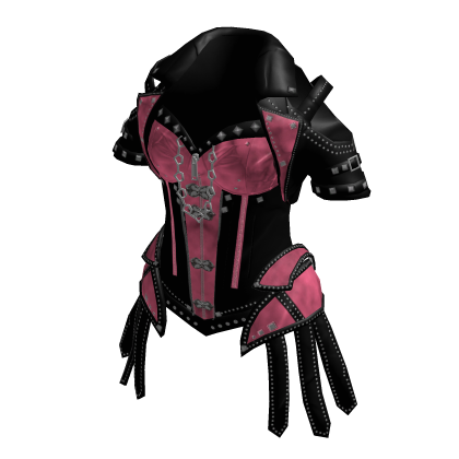 Y2K Goth Corset Top w/ Studded Jacket (Pink)