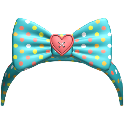 (7) Teal w Coral Polka Bow Headband Roblox item