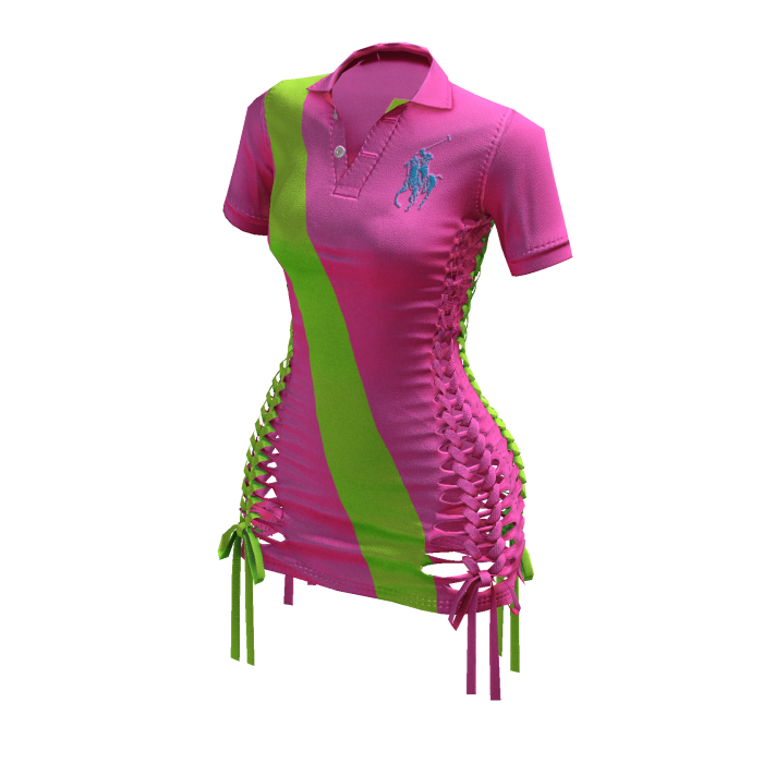 Braided Cutout Polo Dress (Lime)