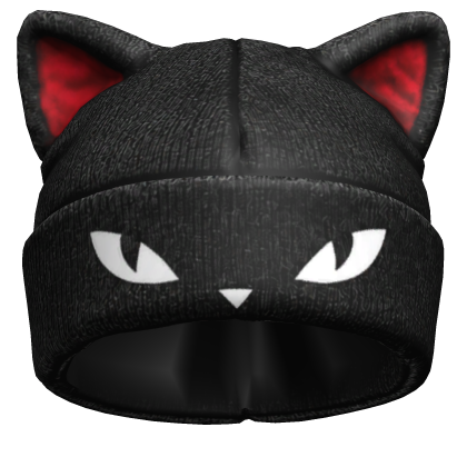 Emo Worn Black & Red Beanie With Cat Ears n Face