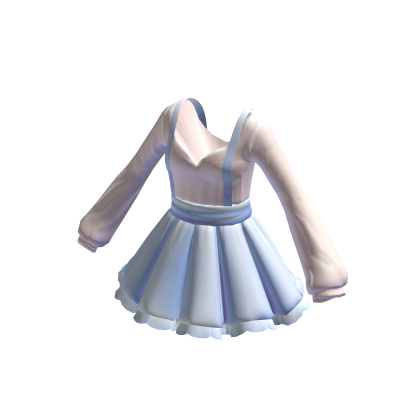 Overalls Dress in White & Blue