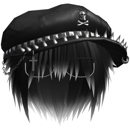 Vkei Emo Black & White Messy Hair /w Spiky Hat
