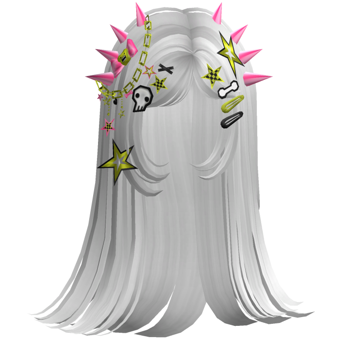 ♡ Scene Spiky Straight Hair (White)