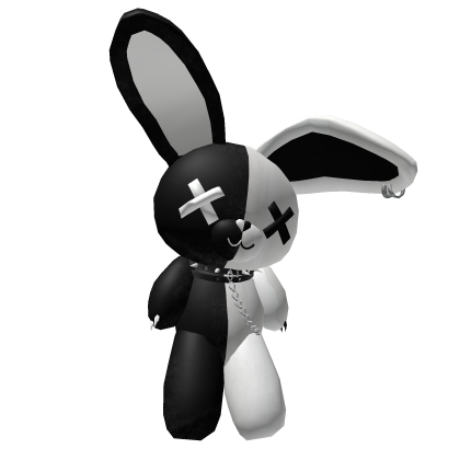 Huge Black and White Fluffy Bunny Plushie