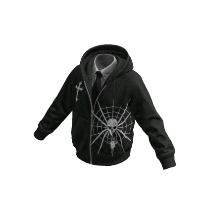 Green Spiderweb Skull Hoodie w/ Tie 