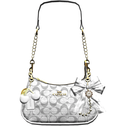 White 2000s Y2K Handbag  w/Charms