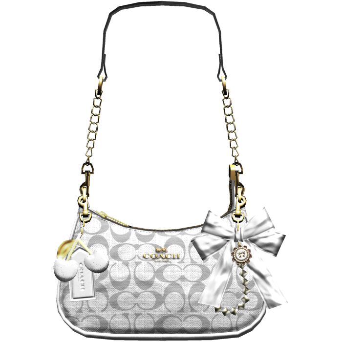 White 2000s Y2K Handbag  w/Charms