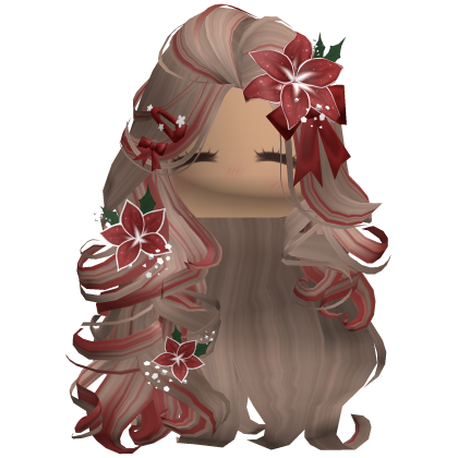 ♡ Christmas Blowout w/ Flowers (Brown & Red)