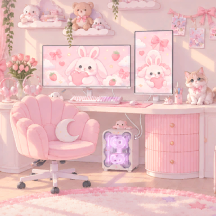 Pink Gaming Room Background Cute Kawaii Gamer Girl