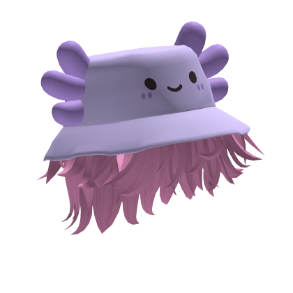 Purple Axolotl Bucket Hat w/ Messy Hair (Pink)