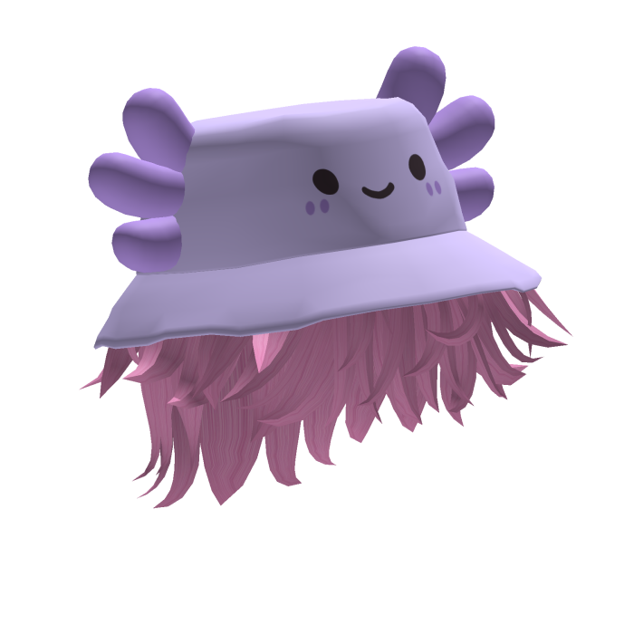 Purple Axolotl Bucket Hat w/ Messy Hair (Pink)