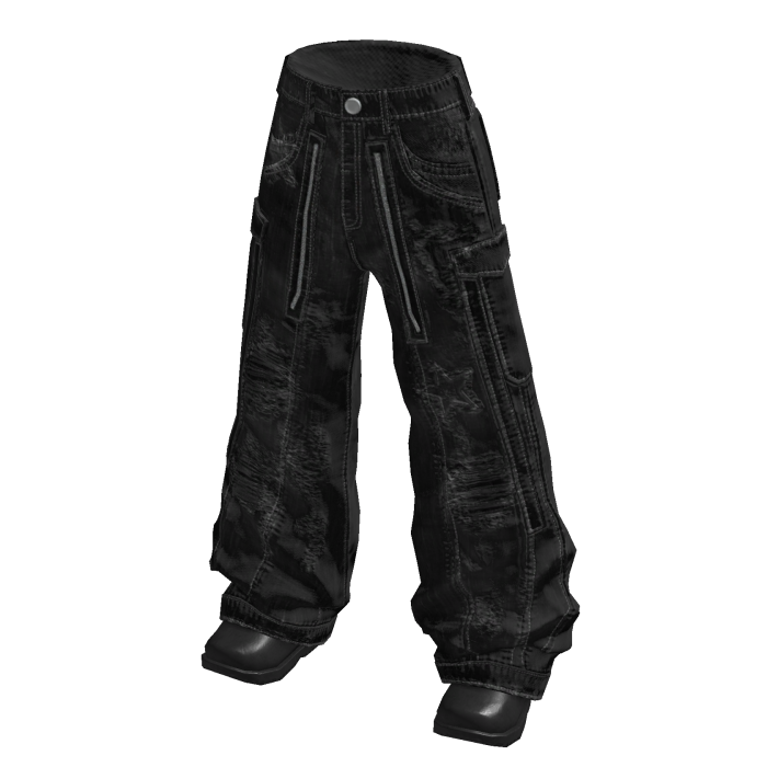 Distressed Baggy Cargo Pants (Black)