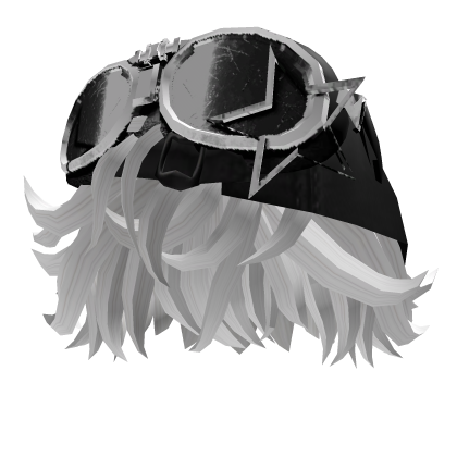 White Messy Hair w Y2K Distressed Hat & Goggles Roblox item