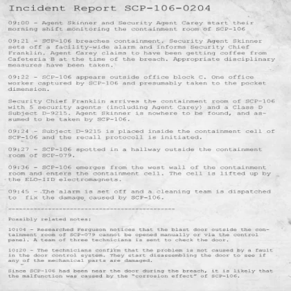 SCP Anomaly Paper Report (Old Man)